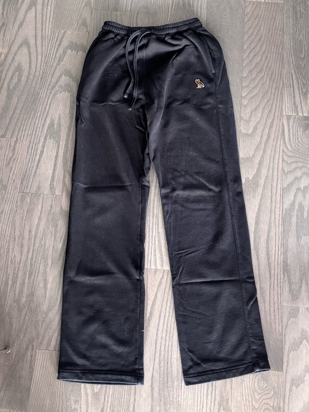 OVO Men's Black Joggers with Gold Owl Accent
